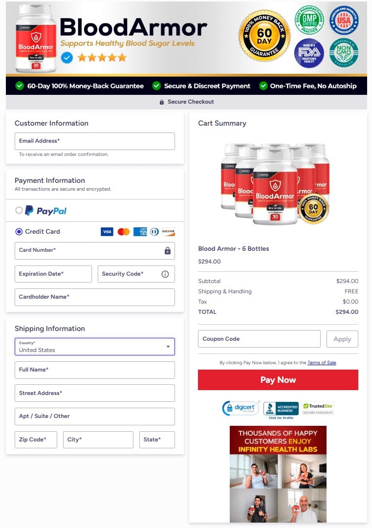 Buy BloodArmor online through our verified secure checkout with total privacy protection